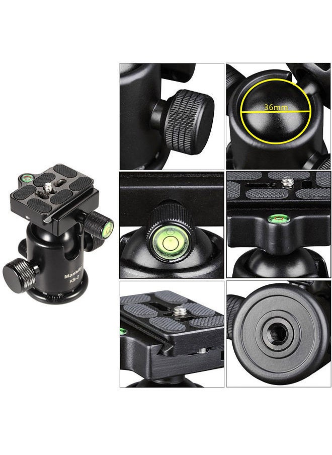 Generic - Manbily KB-0 Professional Tripod Head Camera Ball Head Panoramic Head Sliding Rail Head with 2 Built-in Spirit Levels Aluminum Alloy Max Load Capacity 15kg - Image 1