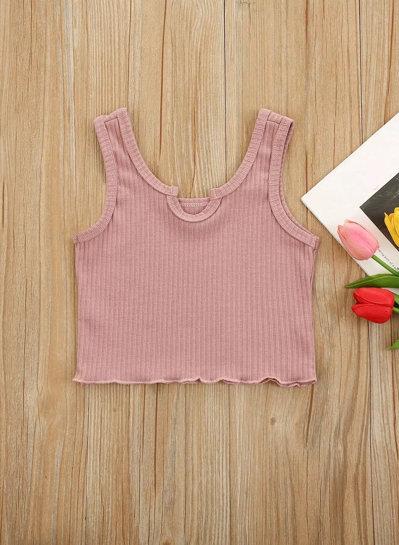 Toddler Girls Notched Lettuce Trim Tank Top - Image 1