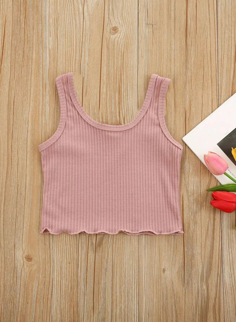 Toddler Girls Notched Lettuce Trim Tank Top - Image 2