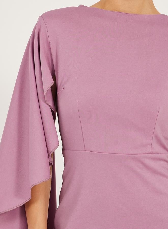 ستايلي فستان ماكسي بأكمام كاب ستايلي وبذيل حورية البحر - Image 4