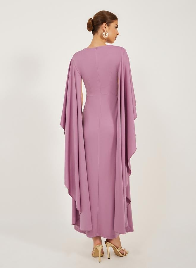 ستايلي فستان ماكسي بأكمام كاب ستايلي وبذيل حورية البحر - Image 5