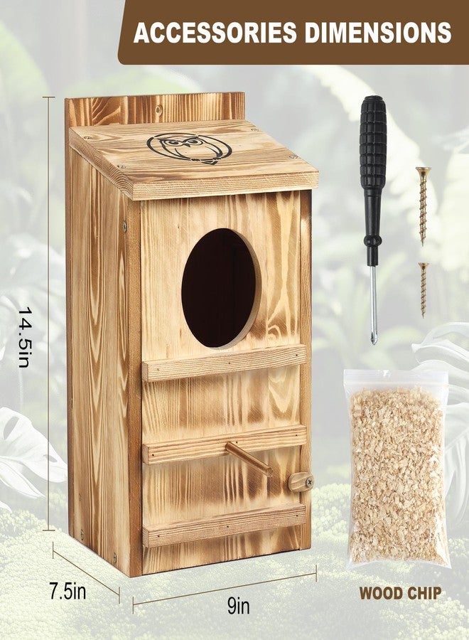 BFAZKXY Owl Houses for Outdoors, Barn & Screech & Barred Owl Nesting Boxes for Outside, Bird Houses for Outside 14×9×7.5 Inches - Image 2