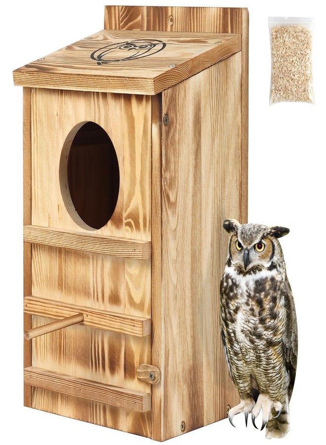 BFAZKXY Owl Houses for Outdoors, Barn & Screech & Barred Owl Nesting Boxes for Outside, Bird Houses for Outside 14×9×7.5 Inches - Image 1
