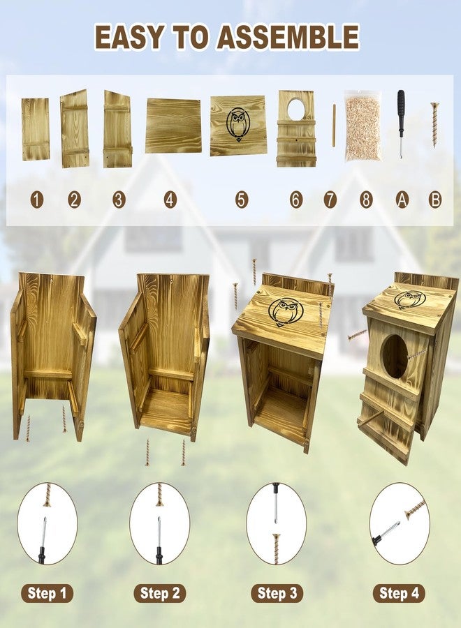 BFAZKXY Owl Houses for Outdoors, Barn & Screech & Barred Owl Nesting Boxes for Outside, Bird Houses for Outside 14×9×7.5 Inches - Image 4