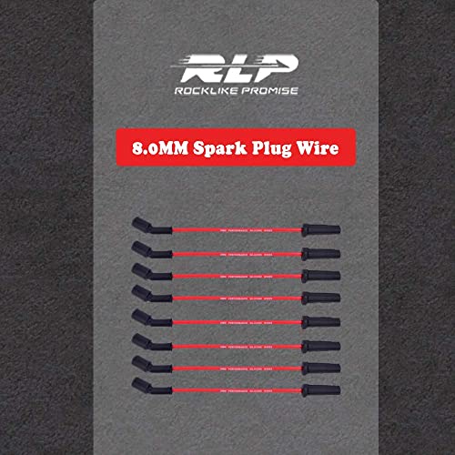 RLP Set of 8 Professional Spark Plug Wire 9748HH 8.0mm Red Compatible with Cadillac Escalade, Chevy Silverado Suburban Tahoe GMC Sierra Yukon - Image 5