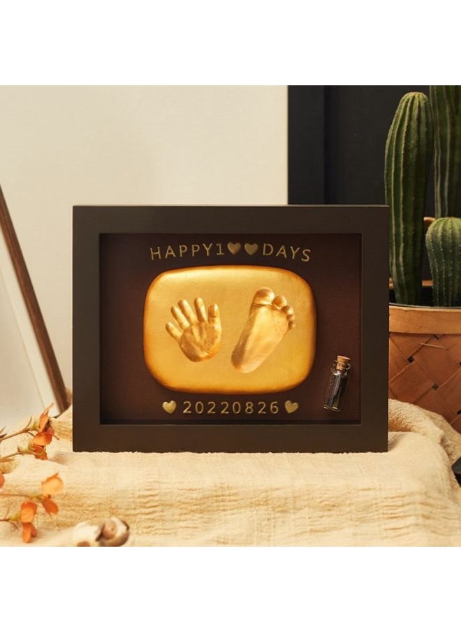 Baby One Year Old Hand Foot Ink Pad Baby Handprint Footprint Photo Frame Full Moon Hundred Days Fetal Hair Souvenir Newborn Gift-Color:❣12inch White Cute Tiger (available Before 1 Year Old)❣-Specifications:❣Walnut Color❣  - Image 3