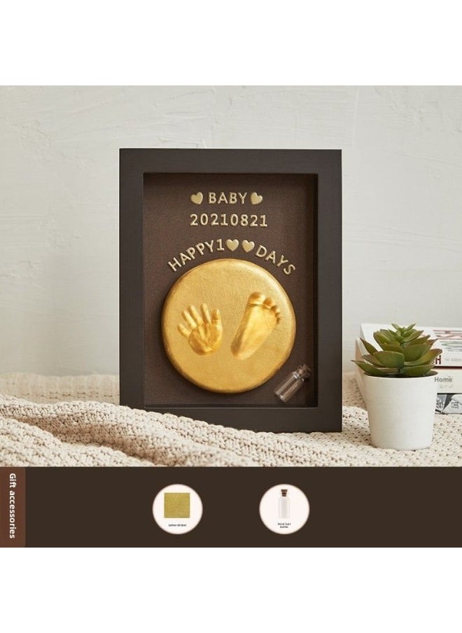 Baby One Year Old Hand Foot Ink Pad Baby Handprint Footprint Photo Frame Full Moon Hundred Days Fetal Hair Souvenir Newborn Gift-Color:❣12inch White Cute Tiger (available Before 1 Year Old)❣-Specifications:❣Walnut Color❣  - Image 1