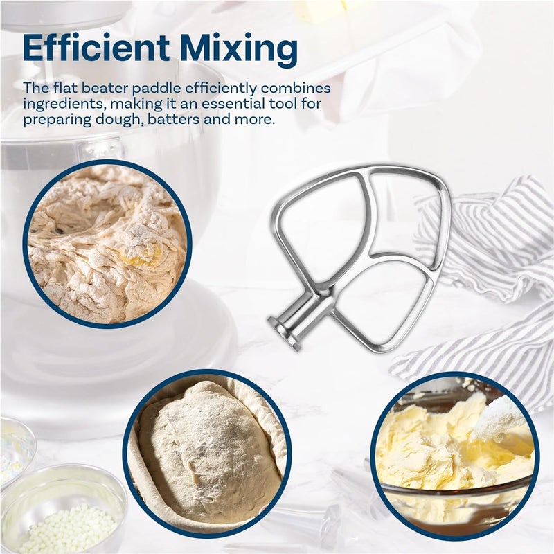 أم موبيل مضرب مسطح من الفولاذ المقاوم للصدأ K45B لخلاطات KitchenAid سعة 4.5-5 كوارت ذات الرأس المائل من سلسلة Artisan & Classic من – ملحق مضرب – مضرب معجنات – ملحق خلط مضرب - آمن للغسل في غسالة الأطباق - Image 3
