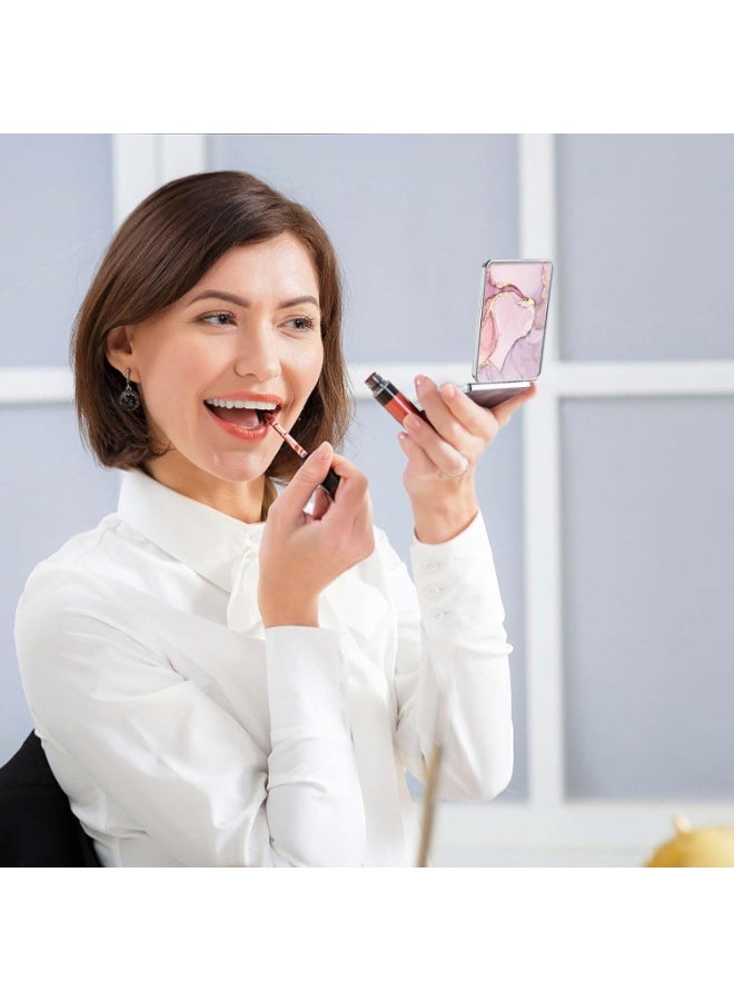 Elegant Compact Vanity Mirror - Double-Sided 1X/2X Magnifying Foldable Cosmetic Mirror | Portable Travel Makeup Mirror for Handbag, Purse, Pocket, and Wallet | Stylish PU Leather Small Mirror for Daily Beauty, Work, Business & Travel for Men and Women - Image 4