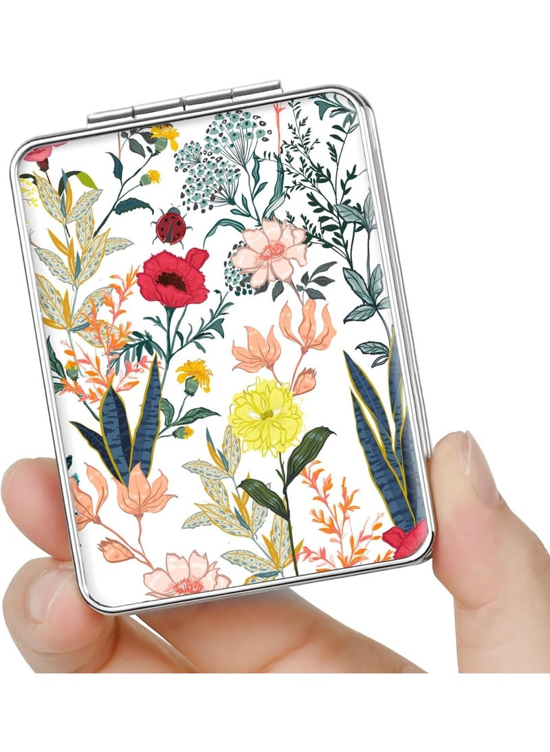 Elegant Compact Vanity Mirror - Double-Sided 1X/2X Magnifying Foldable Cosmetic Mirror | Portable Travel Makeup Mirror for Handbag, Purse, Pocket, and Wallet | Stylish PU Leather Small Mirror for Daily Beauty, Work, Business & Travel for Men and Women - Image 1