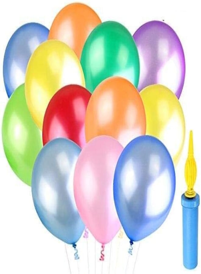 Secret 100Pcs Assorted Color Balloons Latex Party Balloons with a Balloon Pump - Ribbons