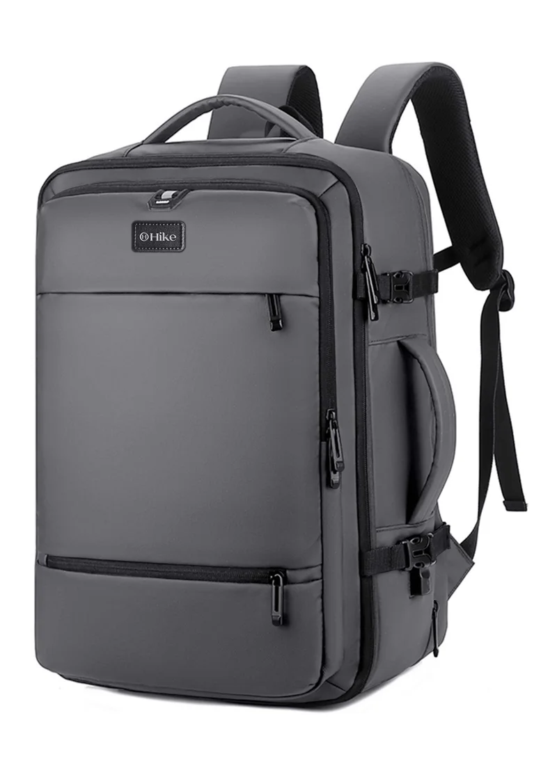 هايك Hike Unisex Expandable Shoulder Backpack Water Resistant Laptop Daypack with 360° Degree Opening and Separate Laptop Compartment for Travel/Business/College, HK2101-GREY