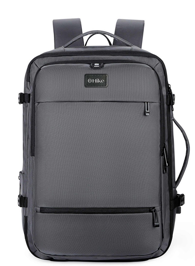 هايك Hike Unisex Expandable Shoulder Backpack Water Resistant Laptop Daypack with 360° Degree Opening and Separate Laptop Compartment for Travel/Business/College, HK2101-GREY - Image 3