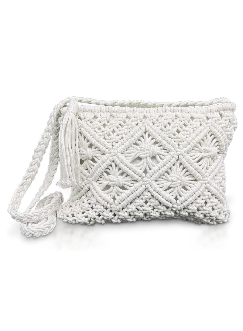 Handmade White Straw Cross Body Bag for Women Beach Ready Straw Messenger Bag Artisanal White Straw Shoulder Bag with Zipper Zippered White Straw Beach Bag for Women's Beach Outings