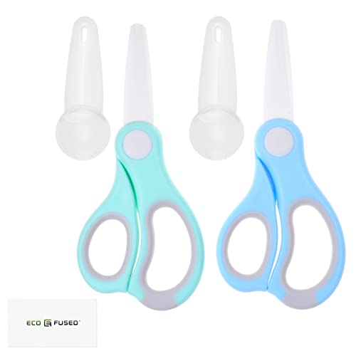 ECO-FUSED Ceramic Baby Food Scissors Portable Shears Healthy Food Cutter with Dust Cover and Storage Case Cuts Meat Chicken Vegetables Fruits 2Pack - Image 3