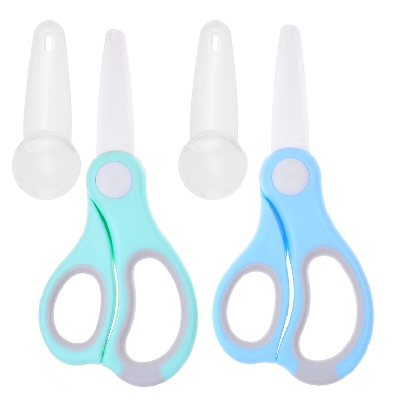 ECO-FUSED Ceramic Baby Food Scissors Portable Shears Healthy Food Cutter with Dust Cover and Storage Case Cuts Meat Chicken Vegetables Fruits 2Pack - Image 2