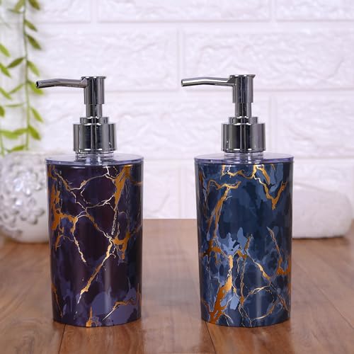 Shenron Refillable Liquid Soap Dispenser, Unbreakable Plastic Dispenser for Sanitizer, Lotion, Shampoo & Handwash Bottle for Kitchen, Bathroom, Shower, Wash Basin, 250ML (Blue Purple Combo, 2 Pcs) - Image 1