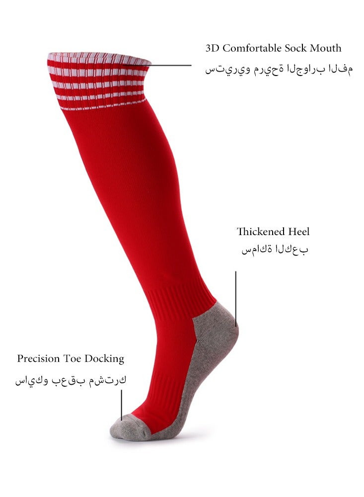 Kids Comfortable Thicken Soccer Sock Solid Stripe Knee High Football Sports Team Socks for Boys Girls For 8-14Y Youth Preppy Style Fashionable Anti-slip Socks - Image 3