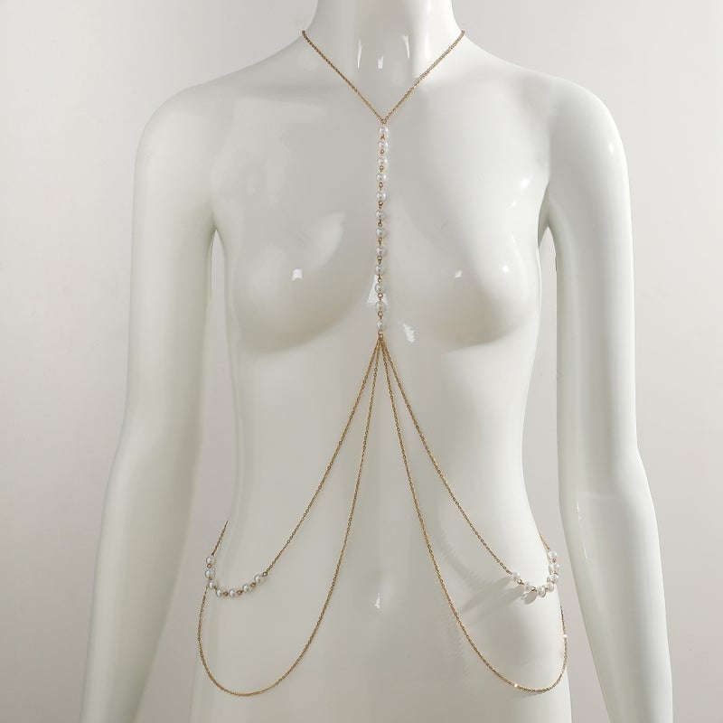 Trendy Multi-Layer Alloy Body Chain Bikini Accessory for Women Gold - Image 3