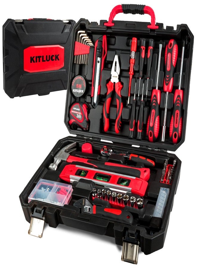 KITLUCK 138-piece Home Tool Kit, Household Hand Repair Tool Set for men, Portable Basic Tool box Set with Tools (Screwdriver, Plier, Wrench, Socket, Harmer, Rule, etc.) for Home and Car - Image 1