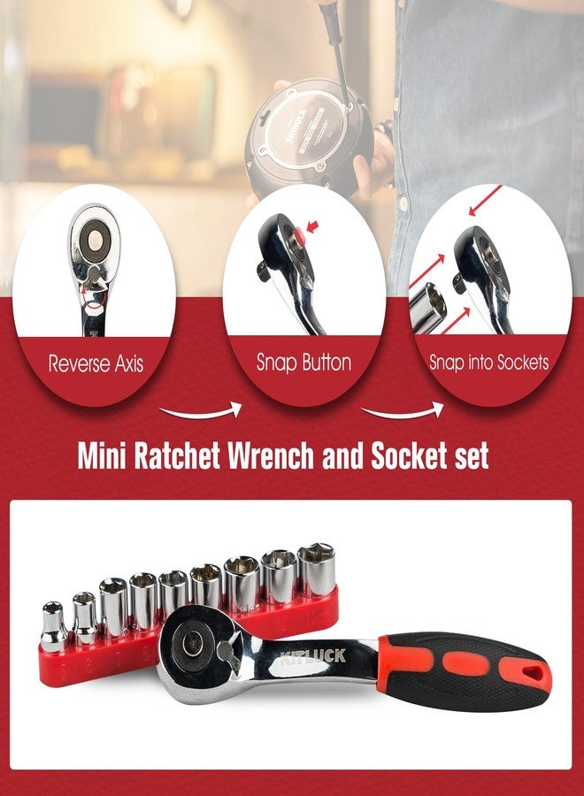 KITLUCK 138-piece Home Tool Kit, Household Hand Repair Tool Set for men, Portable Basic Tool box Set with Tools (Screwdriver, Plier, Wrench, Socket, Harmer, Rule, etc.) for Home and Car - Image 4