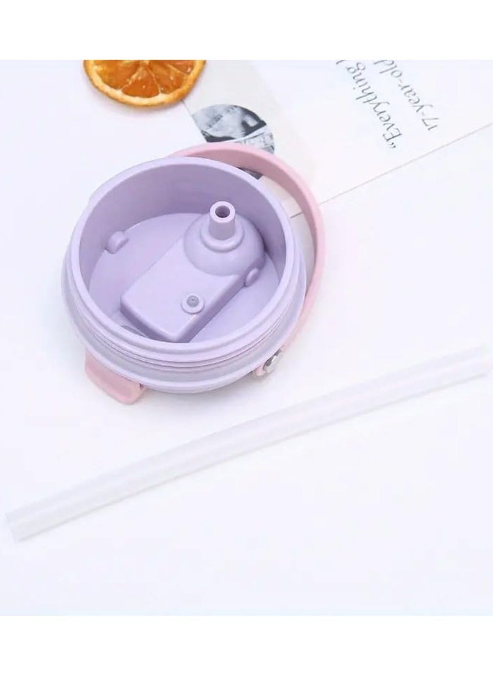 QSHOP - QSHOP® Thermal Mug with Handle Lid and Straw, Insulated - Stainless Steel Reusable Travel Coffee Mug for Home Office Kids Safe - Image 1