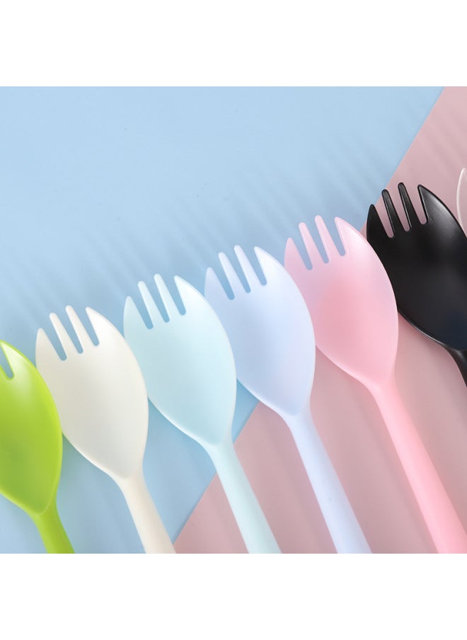 Generic - Disposable Spoon Long Handle Integrated Plastic Cake Dessert Separate Packaging Fork Fruit Spoon Tableware Small-Color:Independent Packaging 14cm Spoon Apple Green 100-Specifications:Individually Packaged Model - Image 1