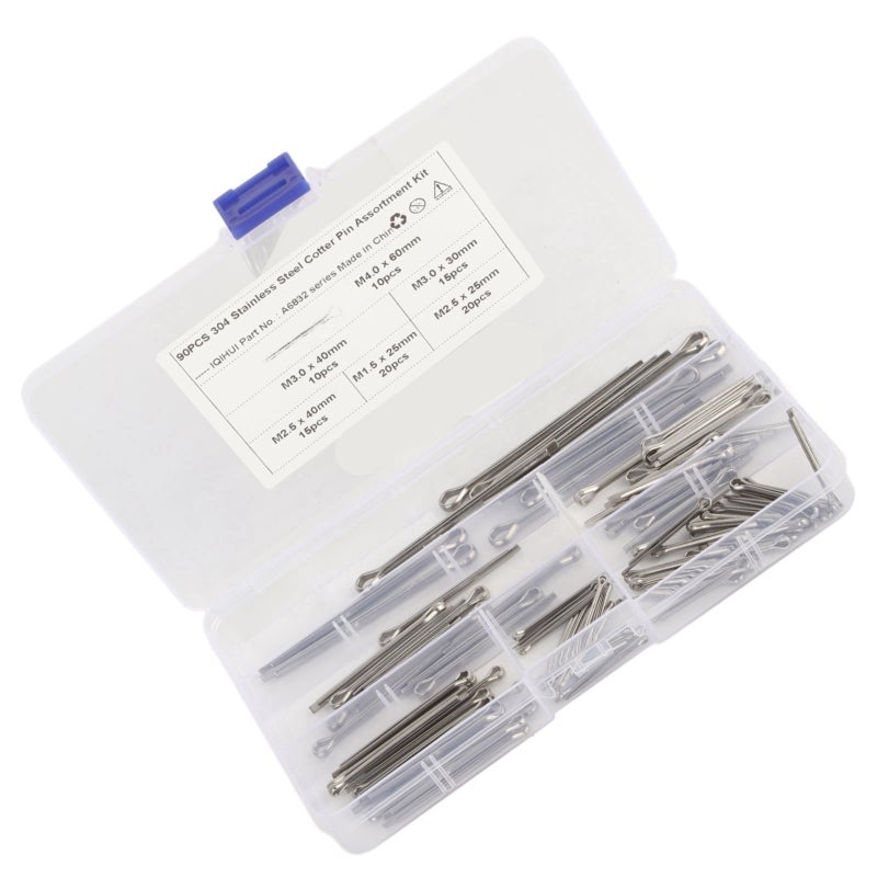 Cotter Pin Assortment Kit 304 Stainless Steel 6 Sizes Cotter Split Pins - Universal Hairpin Design for Auto Mechanic Garage Workshop - Image 5