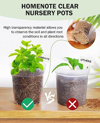homenote Clear Nursery Pots for Plants,6.7 Inch Plant Pot for Planting Plastic Seedling with Drainage Holes Seed Starter Flower High Transparency with 20 Labels (15 Pack) - Image 3