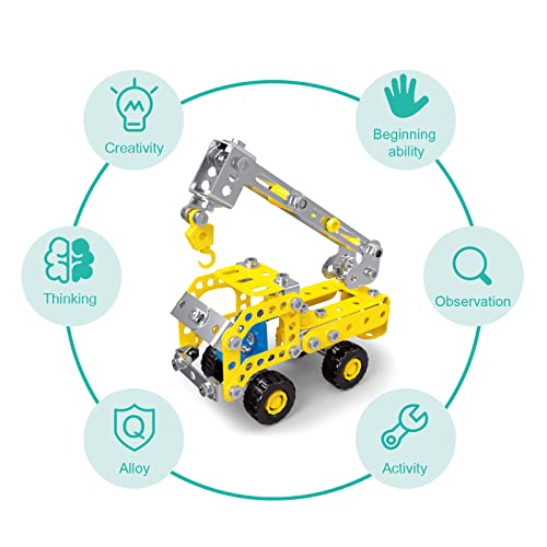 Ferthor Fun 7 in 1 STEM Toys,Creative Set for Boys Age 8-12,Learning Engineering Kids Building Blocks Model Kits,Metal Construction Toys for Kids 8 9 10 11 12+ Year Old(180PCS No Motor) - Image 2