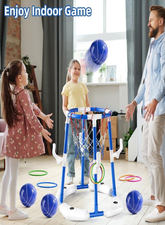 JUKUDAHU Swimming Pool Basketball Hoop Toy for Kids 2 3 4 5 6 Years Old - Floating Pool Basketball Game Toys with 4 Balls Air-Pump, Outdoor Play, Poolside Summer Water for Boys Girls Age 4-8-12(Blue) - Image 4