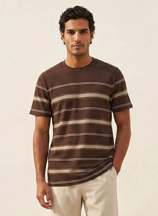 Splash FAV Basic Crew Neck Short Sleeves Striped T-shirt