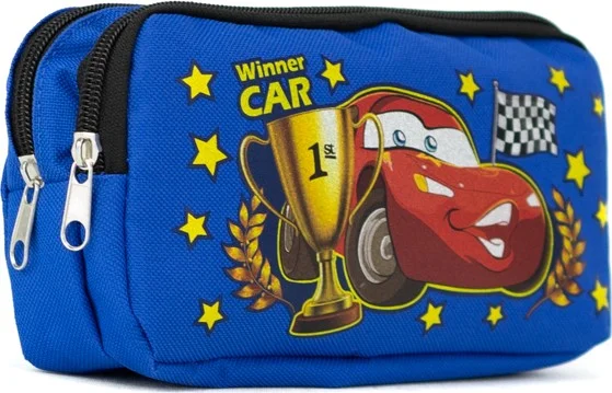 اوبلاند Boy Pencil Case Blue Large Double Compartment Robot Game Printed Fabric Durable