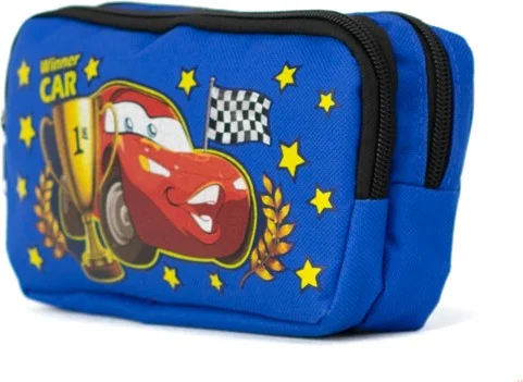 اوبلاند Boy Pencil Case Blue Large Double Compartment Robot Game Printed Fabric Durable