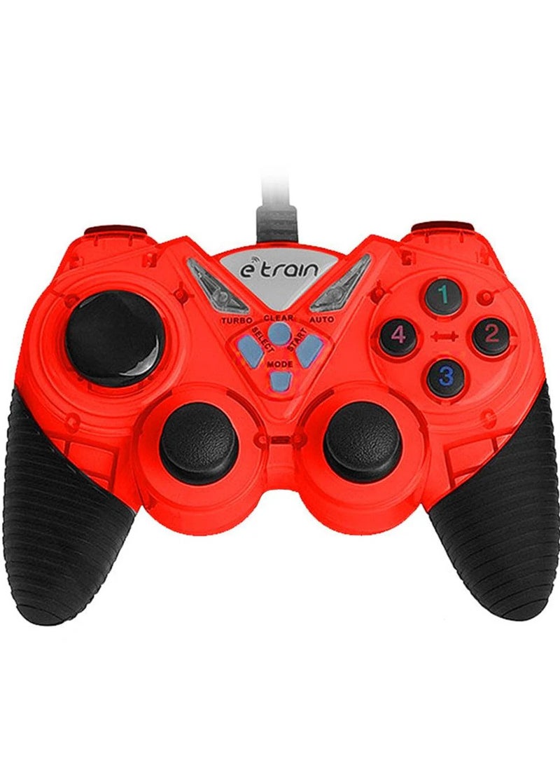 Etrain DOUBLE GAMEPAD ETRAIN WITH TURBO AND AUTO FUNCTION WORKS ON COMPUTER - LAPTOP - PLAYSTAION 3 WHITE / RED  - Image 2