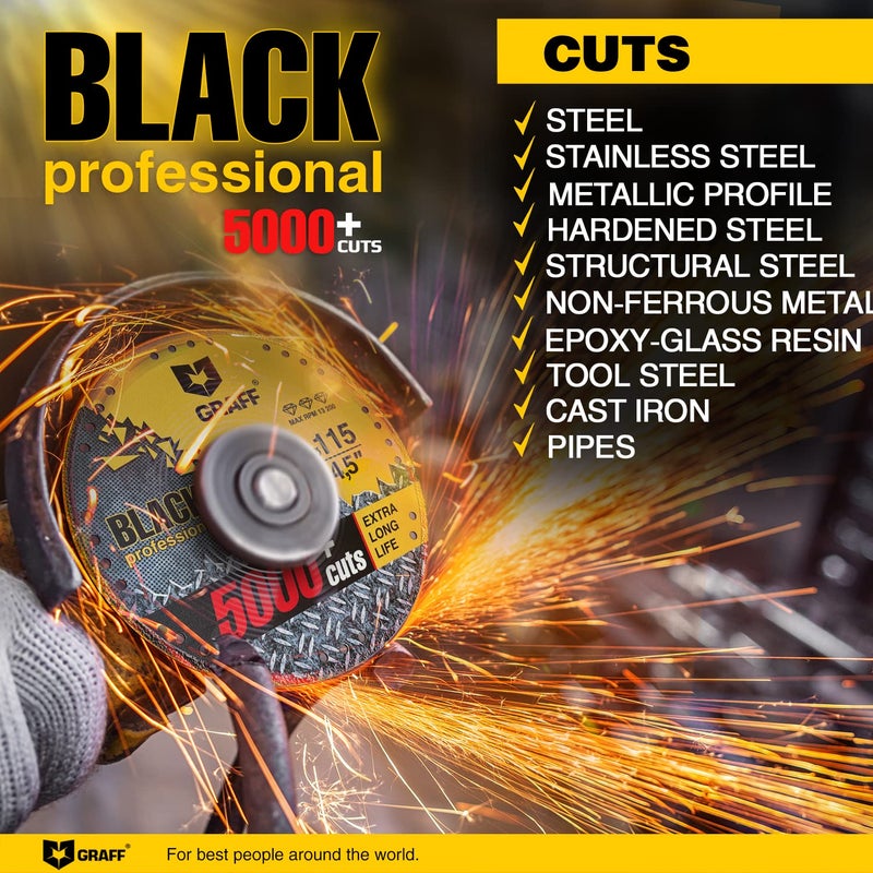 GRAFF Black Cut Off Wheels 4 1/2 Inch - Diamond Metal Cutting Disc for Angle Grinder 4.5 Inch - 60x Longer Wheel Life - Image 3