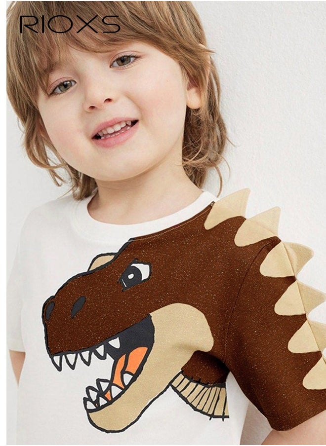 RIOXS Kids Boys Top and Short Sets Kids Short Sleeve Shirt Short Pants Suits Breathable 100% Cotton Outfits Summer Playwear  - Image 2