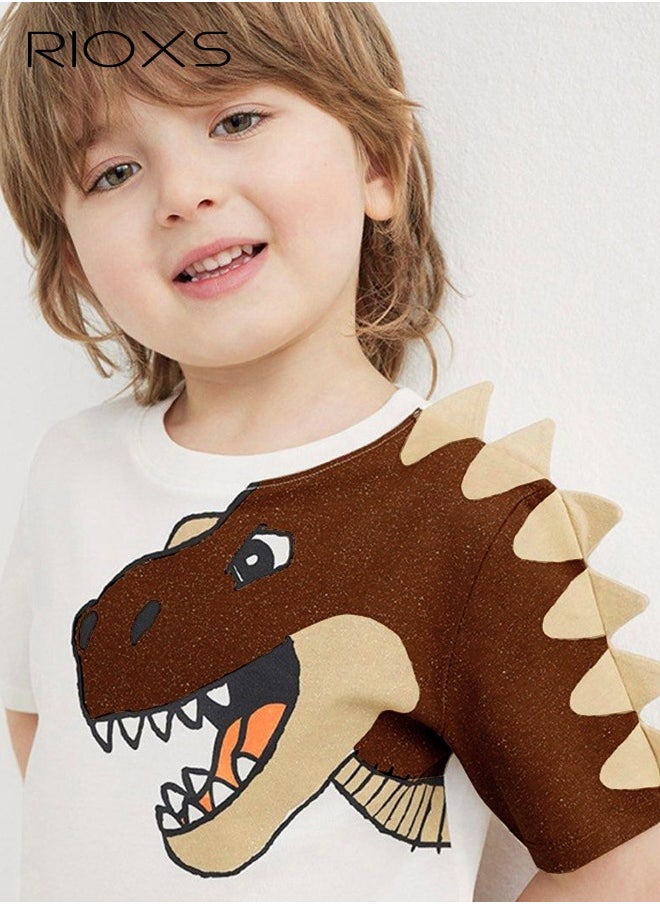 RIOXS Kids Boys Top and Short Sets Kids Short Sleeve Shirt Short Pants Suits Breathable 100% Cotton Outfits Summer Playwear  - Image 1