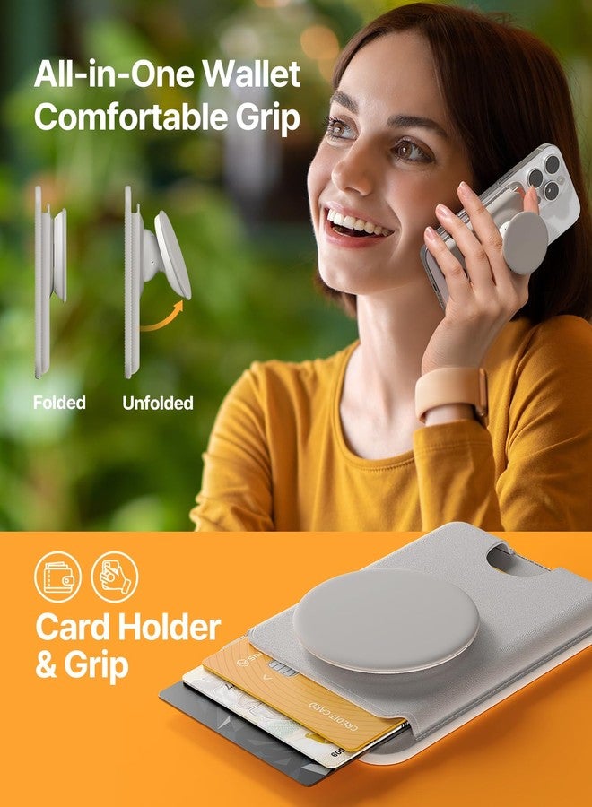 Sinjimoru for MagSafe Phone Grip, Compatible with MagSafe wallet, Soft Magnetic Finger Grip, with 3 Card Holder for iPhone, M-Tap Tok Wallet Pink - Image 3