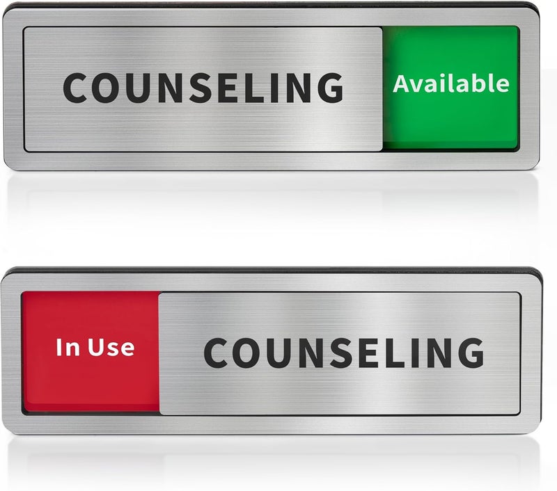 Abudada Counseling Room Door Sign with Slider, Do Not Disturb Privacy Office Sign, In Use/Available Acrylic Sliding Indicator for Business Hospital Home, Brushed Silver 8" x 2.6" - Image 1