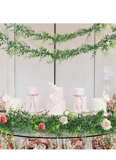 Y&D 2 Pack Faux Eucalyptus Garland 6Ft/Pack Artificial Vines Greenery UV Protected Indoor Outdoor for Wedding Table Runner Doorways Decoration  - Image 2