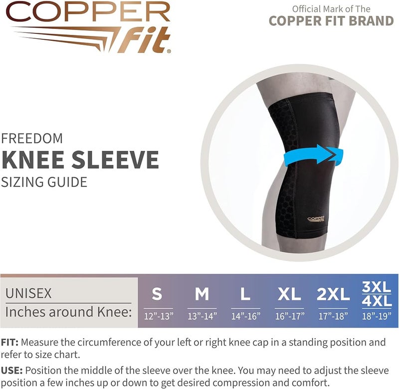 Copper Fit unisex adult Freedom Knee Compression Sleeve Hosiery, Black, Medium US - Image 3