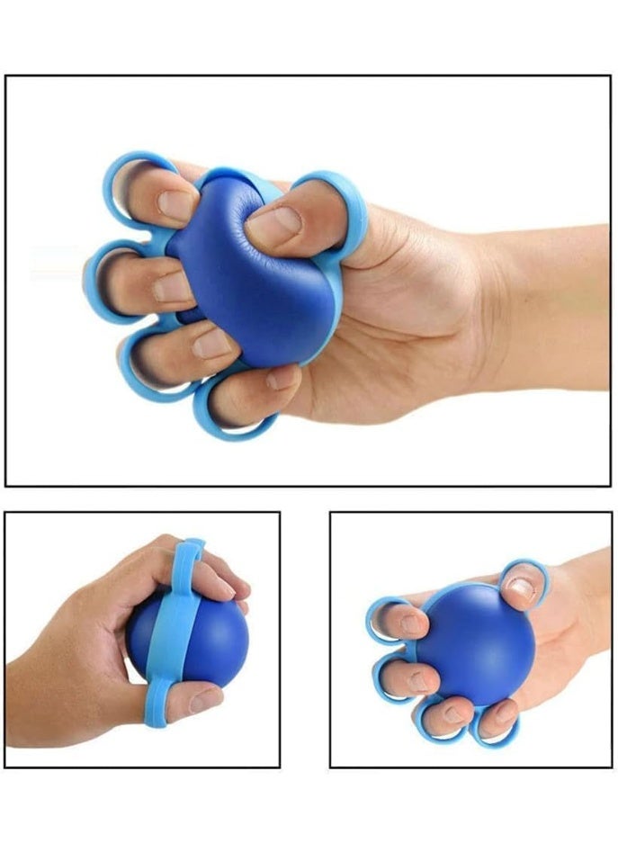VIUAUAX مقوي لليد، مقوي للقبضة ومقوي للساعد، مقاومة متوسطة وخفيفة، كرة سيليكون زرقاء، مثالي لالتهاب المفاصل والنفق الرسغي وعازفي الجيتار والمزيد - Image 5