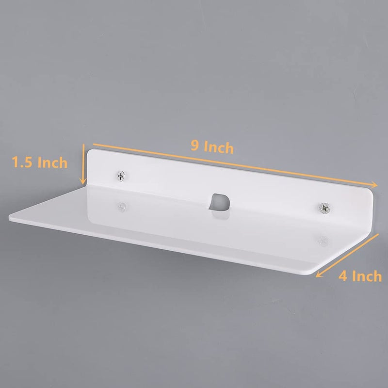 IEEK 9 Inch Acrylic Floating Shelves Set of 4,Small Wall Display Shelf for Bluetooth Speakers/Security Cameras/Nintendo Switch/Action Figures,Damage-Free Wall Shelves Stick-On Shelf,White - Image 5