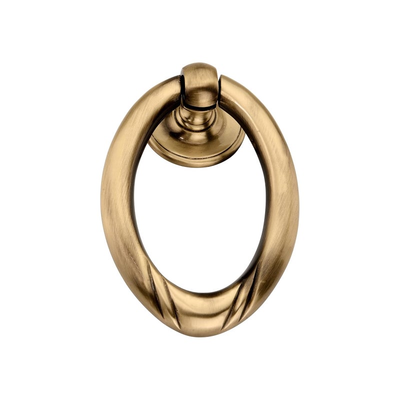 DEVDECOR Antique Brass Ring Door Knocker – Vintage Round Handle with Textured Grip for Main Door, Gate, or Cabinet – Classic Decorative Hardware (6x4inch) - Image 1