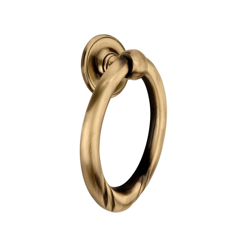 DEVDECOR Antique Brass Ring Door Knocker – Vintage Round Handle with Textured Grip for Main Door, Gate, or Cabinet – Classic Decorative Hardware (6x4inch) - Image 3