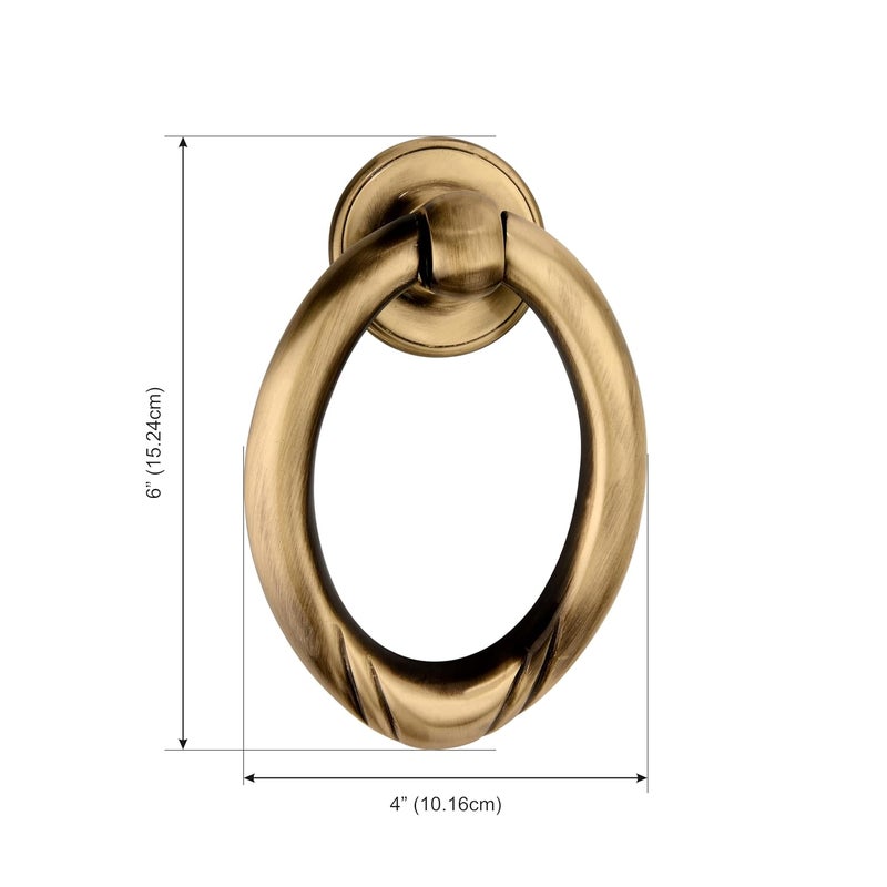 DEVDECOR Antique Brass Ring Door Knocker – Vintage Round Handle with Textured Grip for Main Door, Gate, or Cabinet – Classic Decorative Hardware (6x4inch) - Image 5