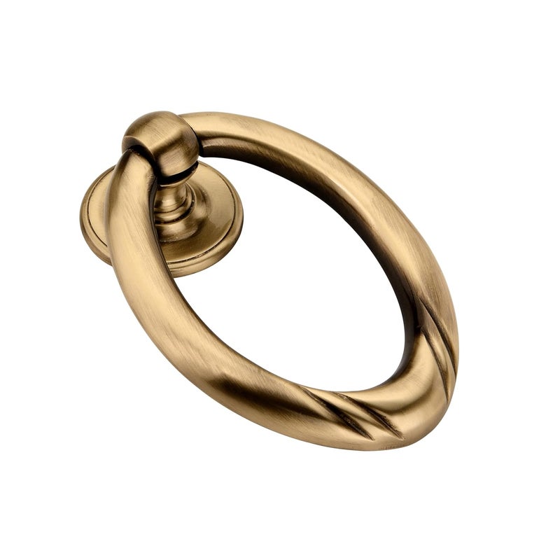 DEVDECOR Antique Brass Ring Door Knocker – Vintage Round Handle with Textured Grip for Main Door, Gate, or Cabinet – Classic Decorative Hardware (6x4inch) - Image 4