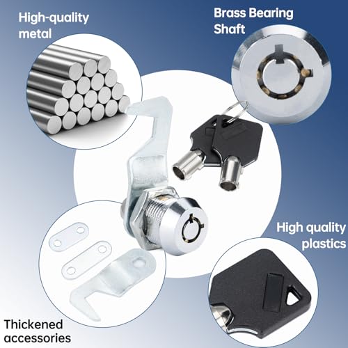 Runhike Silver Tool Box Locks with Keys Compatible with Craftsman Tool Box, 5/8"(17mm) Tubular Cam Tool Box Replacement Locks with Hook Cam,Tool Box Latch Replacement, Fits Craftsman Tool Box,2 Sets - Image 3