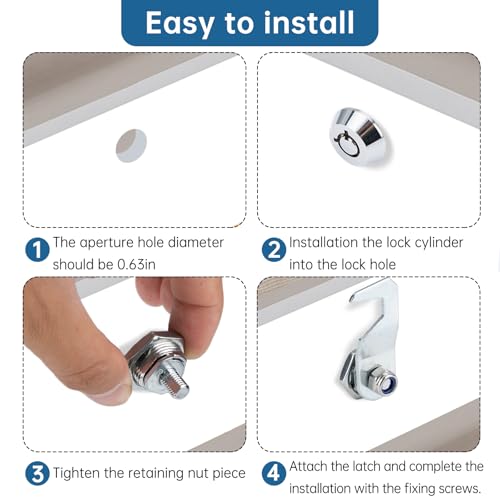 Runhike Silver Tool Box Locks with Keys Compatible with Craftsman Tool Box, 5/8"(17mm) Tubular Cam Tool Box Replacement Locks with Hook Cam,Tool Box Latch Replacement, Fits Craftsman Tool Box,2 Sets - Image 5